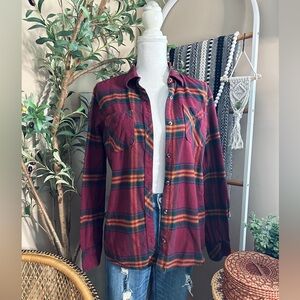 Natural Reflections Plaid Button Up Flannel Shirt Burgundy Size M